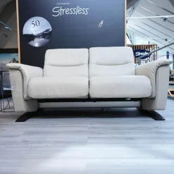 Stressless Polstergruppen|Sofagruppe Panorama Leder Cori Fog Grau Beige Holbogen Wenge Mit Balance Adapt Und Nackenkissen