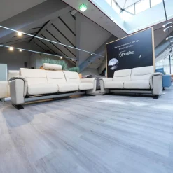 Stressless Polstergruppen|Sofagruppe Panorama Leder Cori Fog Grau Beige Holbogen Wenge Mit Balance Adapt Und Nackenkissen