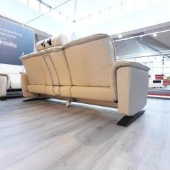 Stressless Polstergruppen|Sofagruppe Panorama Leder Cori Fog Grau Beige Holbogen Wenge Mit Balance Adapt Und Nackenkissen