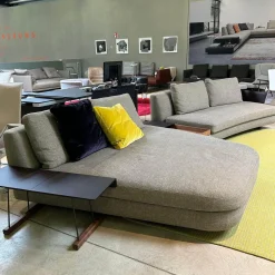 Walter Knoll Wohnlandschaften|Ecksofas|Sofagruppe Tama Living 822 Stoff Puro Mineral Grau Braun Kufen Nussbaum Geölt Inklusive Tischplatte Und Kissen