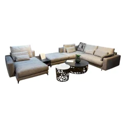 Rolf Benz Wohnlandschaften|Sofalandschaft Nuvola Stoff 17 100 Schwarz Weiss Aluminiumfuß Verkehrsschwarz Lackiert Inklusive Kissen