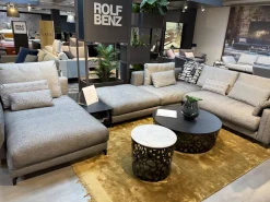 Rolf Benz Wohnlandschaften|Sofalandschaft Nuvola Stoff 17 100 Schwarz Weiss Aluminiumfuß Verkehrsschwarz Lackiert Inklusive Kissen