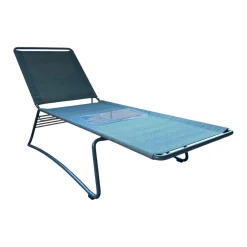 Weishäupl Gartenliegen|Sonnenliege Balcony Bespannung Batyline Eden Grünblau Meliert Gestell Edelstahl Rauchblau Pulverbeschichtet