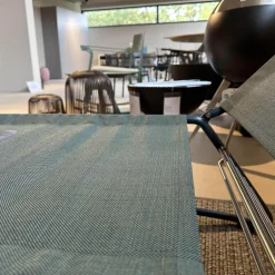 Weishäupl Gartenliegen|Sonnenliege Balcony Bespannung Batyline Eden Grünblau Meliert Gestell Edelstahl Rauchblau Pulverbeschichtet