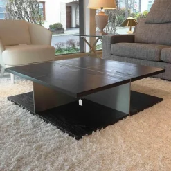 Bielefelder Werkstätten Couchtische|Square Couchtisch Esche Wengefarbig Gestell Metalloptik