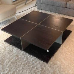 Bielefelder Werkstätten Couchtische|Square Couchtisch Esche Wengefarbig Gestell Metalloptik