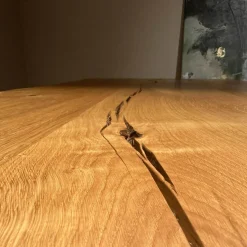 Paul Lindberg Esstische|Stammtisch Ruvio Planke Platte Eiche Wild Mitt Offenen Ästen Und Rissen Gestell Metall Bronze Lackiert