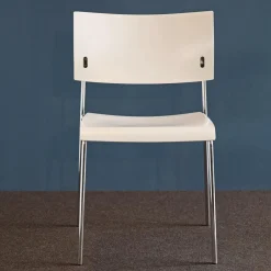 Lampert Richard Einzelstühle|Stapelstuhl Giorgio Weiß Lackiert Gestell Verchromt