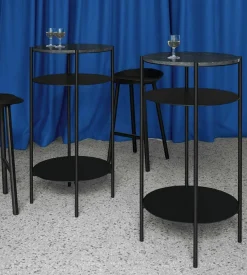 e15 Esstische|Stehtisch Elbe I Platte Marmor Geölt Schwarz Gestell Stahl