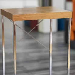 Rolf Benz Esstische|Stehtisch Nussbaum Furniert Gestell Stahl Hochglanz Verchromt