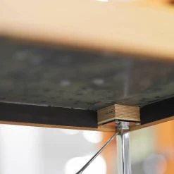 Rolf Benz Esstische|Stehtisch Nussbaum Furniert Gestell Stahl Hochglanz Verchromt