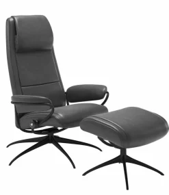 Stressless Relaxsessel|Paris hohe Rückenlehne High Base Star Base Leder Pioneer Grey mit Hocker
