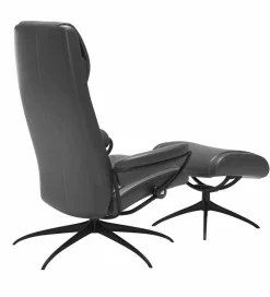 Stressless Relaxsessel|Paris hohe Rückenlehne High Base Star Base Leder Pioneer Grey mit Hocker