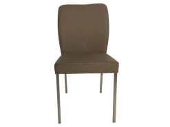 K+W Einzelstühle|Stuhl 6195 Leder Bronco 86 Smoke Grau Braun Gestell Edelstahl Gebürstet