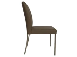 K+W Einzelstühle|Stuhl 6195 Leder Bronco 86 Smoke Grau Braun Gestell Edelstahl Gebürstet