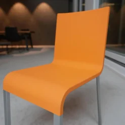 Vitra Einzelstühle|Stuhl 03 Sitzschalenfarbe Mango Untergestell Pulverbeschichtet Silber Glatt