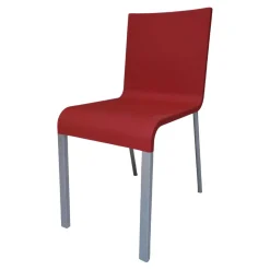 Vitra Einzelstühle|Stuhl 03 Sitzschalenfarbe Signalrot Untergestell Pulverbeschichtet Silber Glatt