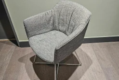 Rolf Benz Einzelstühle|Stuhl 641 Stoff 17 100 Schwarz Weiß Gestell Chrom Glänzend