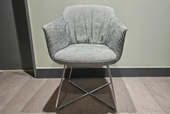 Rolf Benz Einzelstühle|Stuhl 641 Stoff 17 100 Schwarz Weiß Gestell Chrom Glänzend