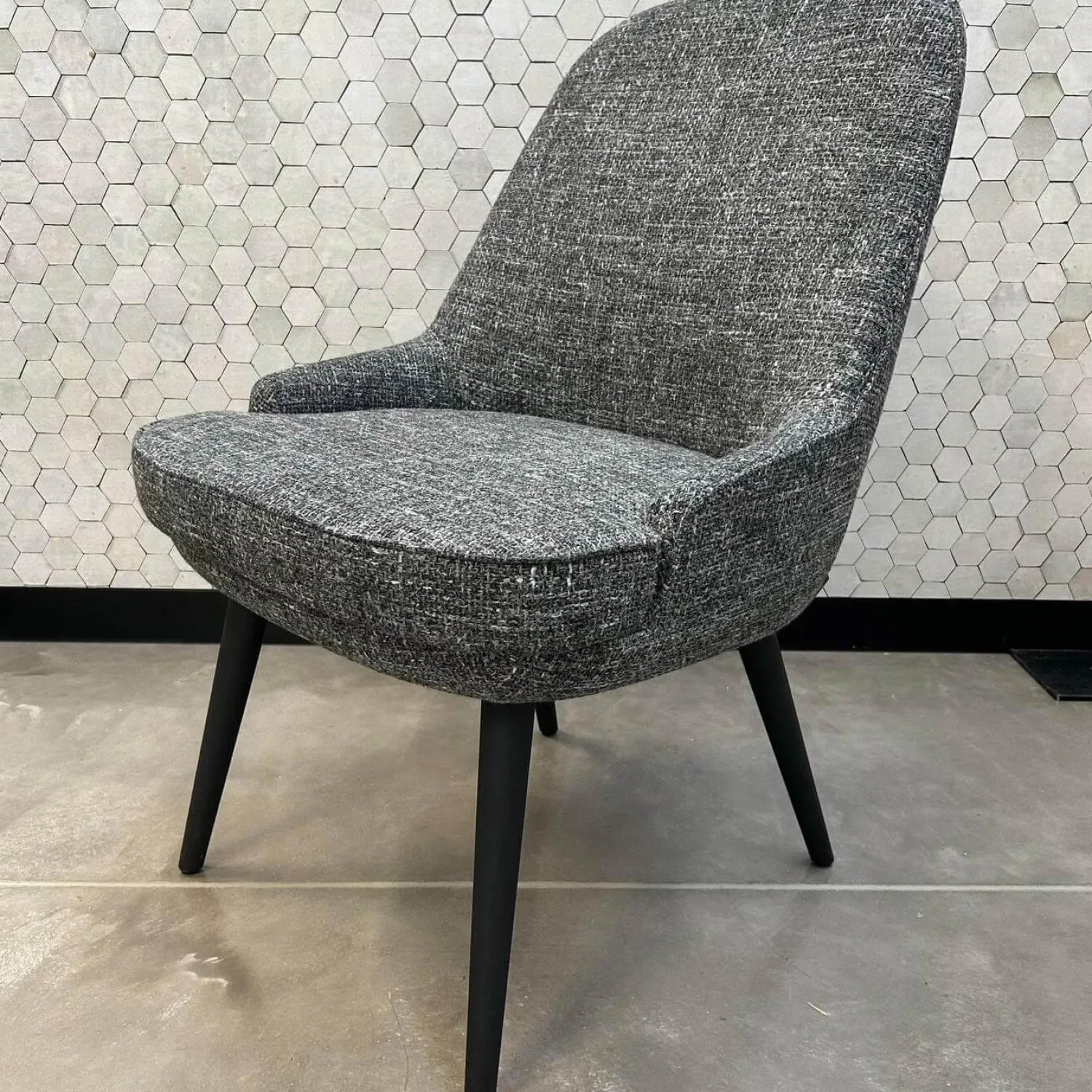 Walter Knoll Einzelstühle|Stuhl 1375 Stoff Weave 7758 Chess Grau Weiß Gestell Eiche Schwarz Geflammt