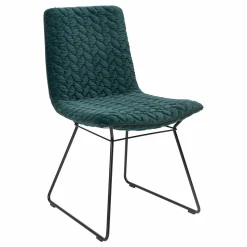 Freifrau Einzelstühle|Stuhl Amelie Basic Ohne Armlehnen Variante Uni Bezug Stoff Rubelli 3D Fjorde Grün Blau Naht Keder Leder Orient Ebony 20001 Schwarz Drahtgestell Schwarz Mit Filzgleitern