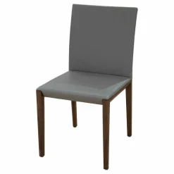 Walter Knoll Stuhlsets|Stuhl Andoo 1102 Bezug Leder Torro 1287 Stone Grau Füsse Amerikanischer Nussbaum