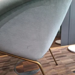 Walter Knoll Einzelstühle|Stuhl Armchair 369 Stoff Harald Jade Grau Gestell Messing