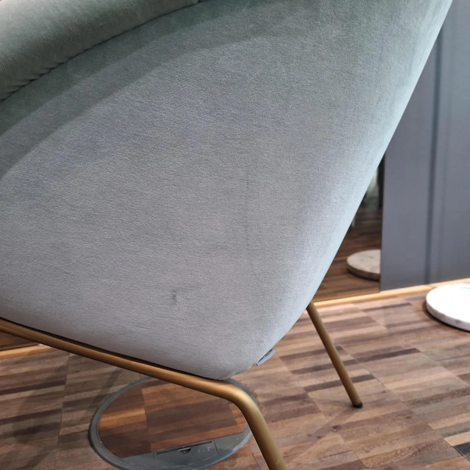 Walter Knoll Einzelstühle|Stuhl Armchair 369 Stoff Harald Jade Grau Gestell Messing