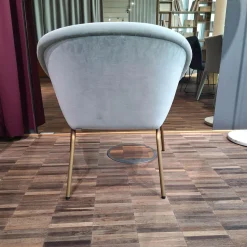 Walter Knoll Einzelstühle|Stuhl Armchair 369 Stoff Harald Jade Grau Gestell Messing