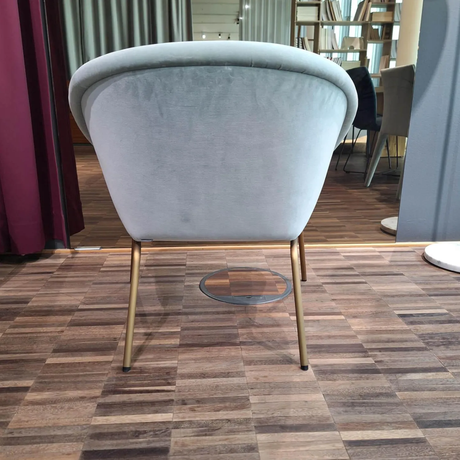 Walter Knoll Einzelstühle|Stuhl Armchair 369 Stoff Harald Jade Grau Gestell Messing