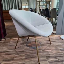 Walter Knoll Einzelstühle|Stuhl Armchair 369 Stoff Harald Jade Grau Gestell Messing