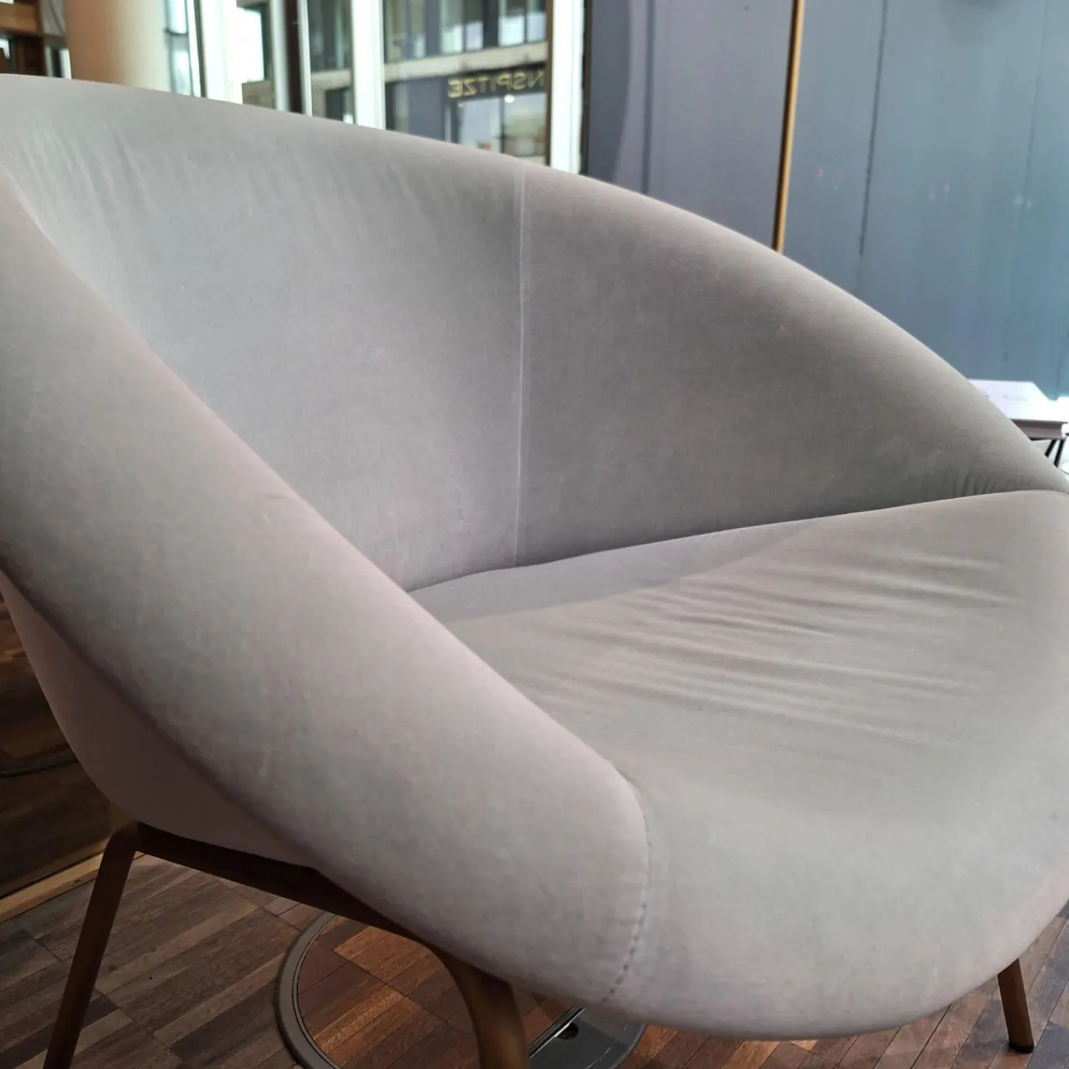 Walter Knoll Einzelstühle|Stuhl Armchair 369 Stoff Harald Jade Grau Gestell Messing