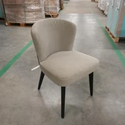 Minotti Einzelstühle|Stuhl Aston Bezug Hunt Grau Gestell Massivholz Esche Lackiert Moka