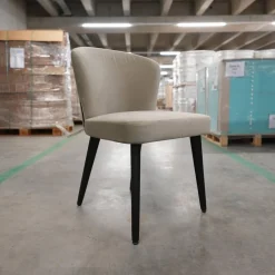 Minotti Einzelstühle|Stuhl Aston Bezug Hunt Grau Gestell Massivholz Esche Lackiert Moka