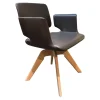Team 7 Einzelstühle|Stuhl Aye Leder L1 Schwarzbraun Drehgestell Eiche Weißöl