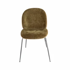 Gubi Einzelstühle|Stuhl Beetle Innen Stoff Mumble Glamour Moosgrün Grün Außen Eiche Semi Matt Lackiert Gestell Schwarzchrom