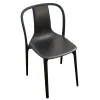 Vitra Einzelstühle|Stuhl Belleville Textil Leder Premium Schwarz Gestell Polyamid Spritzguss Tiefschwarz