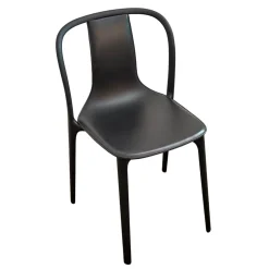 Vitra Einzelstühle|Stuhl Belleville Textil Leder Premium Schwarz Gestell Polyamid Spritzguss Tiefschwarz