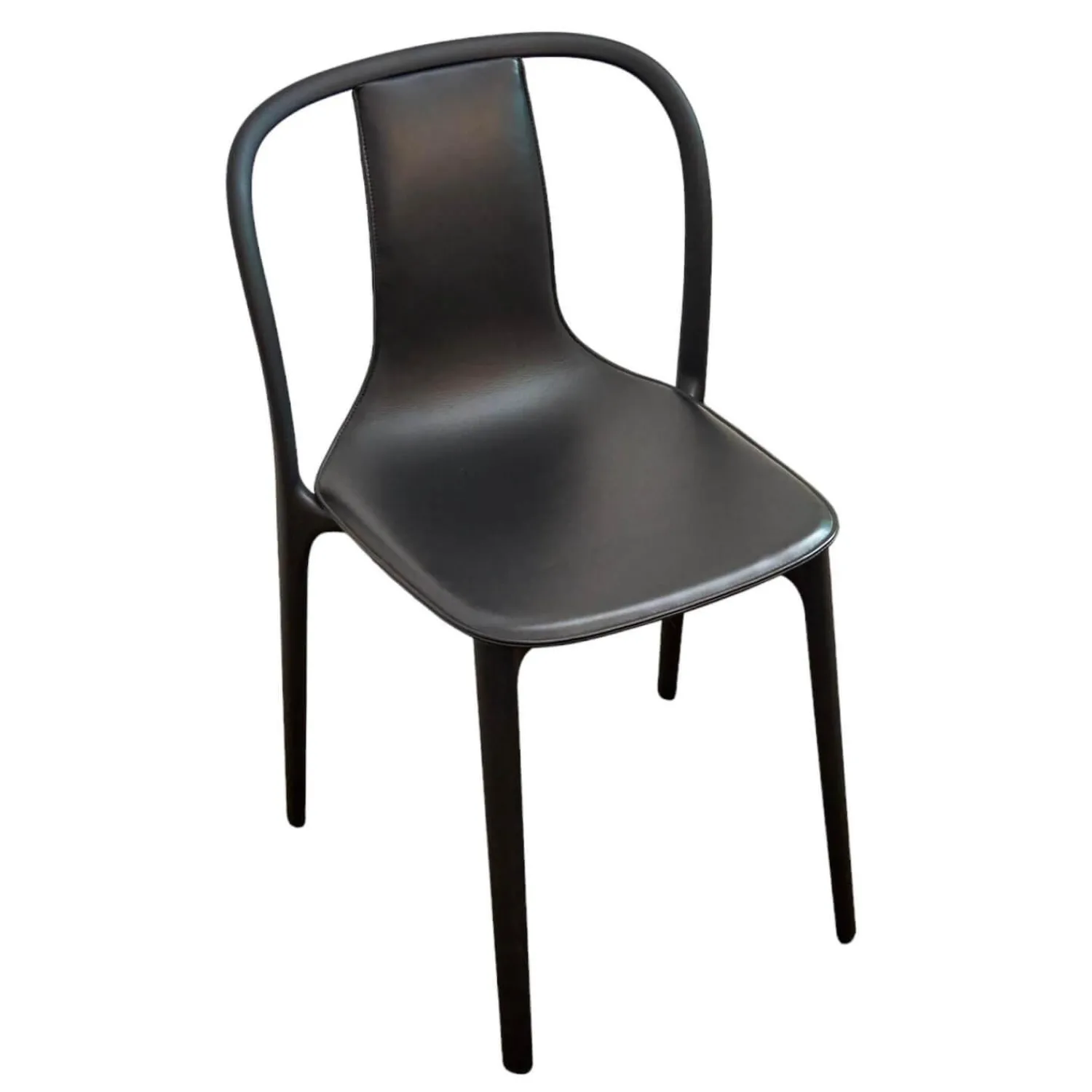 Vitra Einzelstühle|Stuhl Belleville Textil Leder Premium Schwarz Gestell Polyamid Spritzguss Tiefschwarz