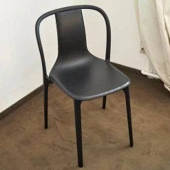 Vitra Einzelstühle|Stuhl Belleville Textil Leder Premium Schwarz Gestell Polyamid Spritzguss Tiefschwarz