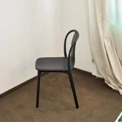 Vitra Einzelstühle|Stuhl Belleville Textil Leder Premium Schwarz Gestell Polyamid Spritzguss Tiefschwarz