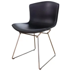 Knoll International Einzelstühle|Stuhl Bertoia Kernleder Schwarz CB1