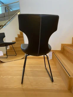 Leolux Einzelstühle|Stuhl Callas 663 151 Bezug Leder Wapiti 001 Schwarz Gestell Stahl Lackiert Schwarz