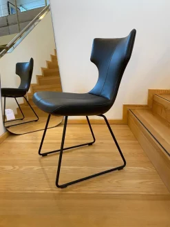Leolux Einzelstühle|Stuhl Callas 663 151 Bezug Leder Wapiti 001 Schwarz Gestell Stahl Lackiert Schwarz