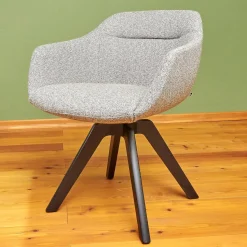 Bielefelder Werkstätten Einzelstühle|Stuhl Cara Mit Armlehnen Stoff Mara BW 1763 383 Grau Gestell Eiche Schwarz Gebeizt