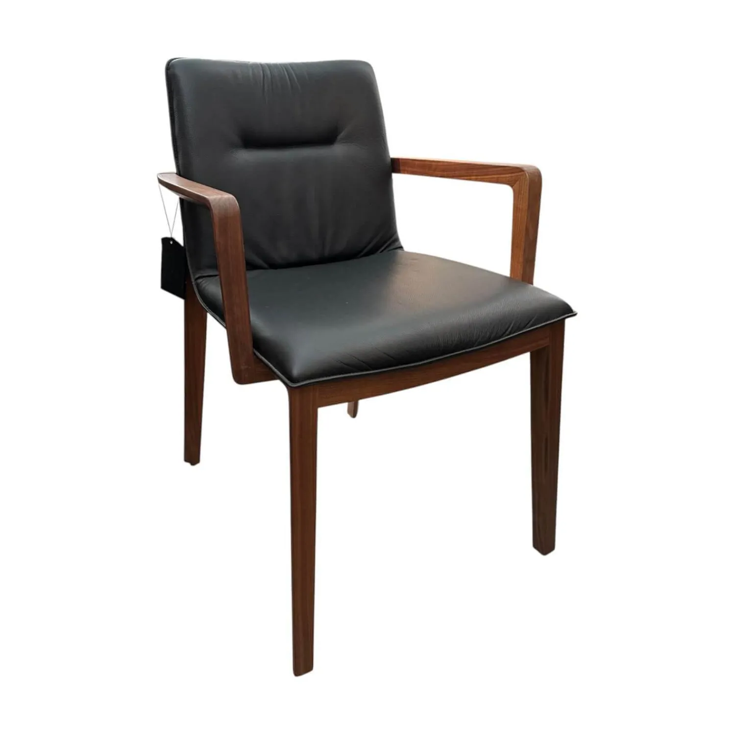 Conde House Einzelstühle|Stuhl Challenge 2911 Leder Schwarz Gestell Nussbaum Massiv