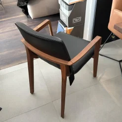 Conde House Einzelstühle|Stuhl Challenge 2911 Leder Schwarz Gestell Nussbaum Massiv