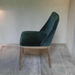 Riva1920 Einzelstühle|Stuhl Cloe Nussbaum-Massivholz Stoff Harald Samt Grün Blau