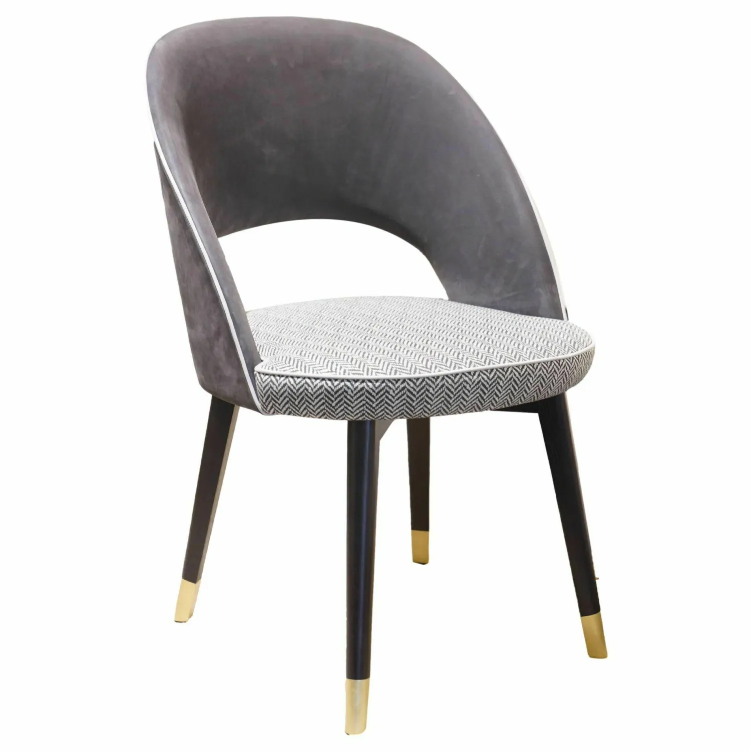 Baxter Einzelstühle|Stuhl Colette Leder Kashmir Fumée Sitz Leder Textur Night Twill