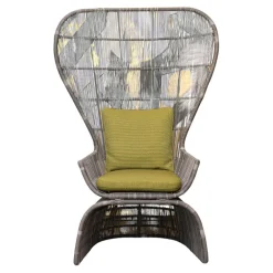 B&B Italia Gartenstühle|Stuhl Crinoline Outdoor Geflecht Taubengrau Grau Sitzkissen Lesia Grün